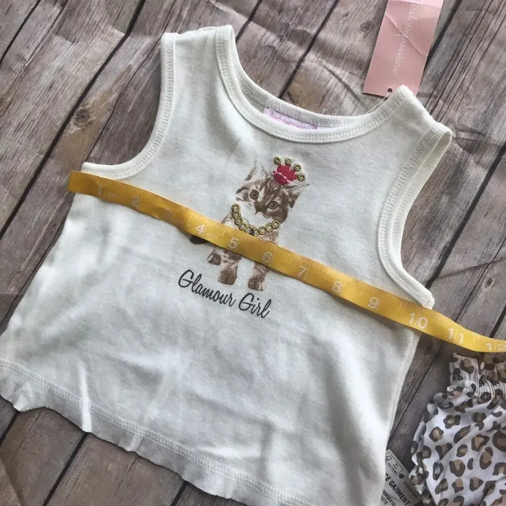 First Impressions Girls Outfit‎ Size 3-6 Mo Leopard Cat Set Ruffle Bum NEW